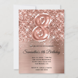 Invitación Cumpleaños glamuroso de oro rosa con brillo y dest