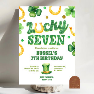 Invitación Cumpleaños Glitter Lucky Seven St Patrick