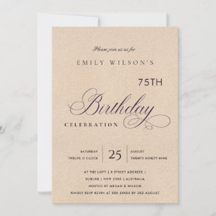 INVITACIÓN CUMPLEAÑOS GLITTER ROSA SUAVE PARA CUALQUIER EDAD