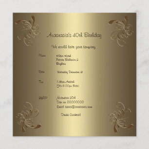Invitación Cumpleaños Gold Floral 2