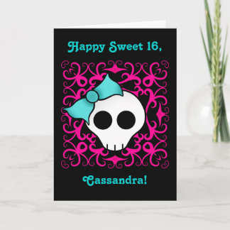 Invitación Cumpleaños gótico lindo del cráneo para el dulce