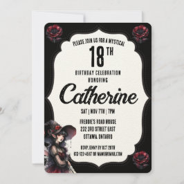 Invitación Cumpleaños gótico negro y blanco