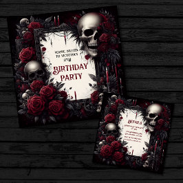 Invitación Cumpleaños gótico Rojo y Negro