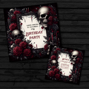 Invitación Cumpleaños gótico Rojo y Negro