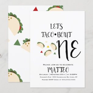 Invitación Cumpleaños Grande Uno Taco Moderno Primero