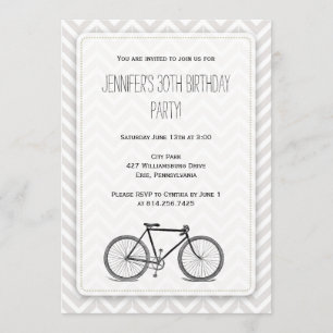 Invitación Cumpleaños gris elegante de la bicicleta del