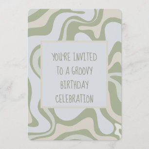 Invitación Cumpleaños Groovy en Sage Green