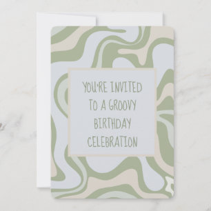 Invitación Cumpleaños Groovy en Sage Green