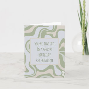 Invitación Cumpleaños Groovy en verde jaula