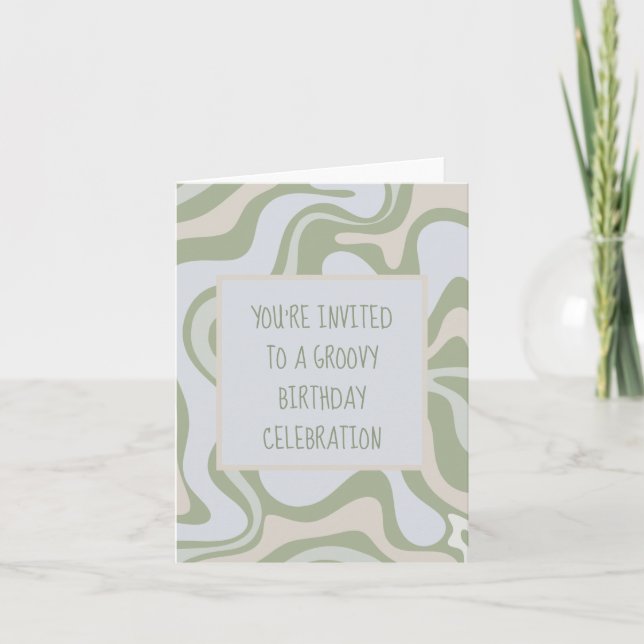 Invitación Cumpleaños Groovy en verde jaula (Anverso)