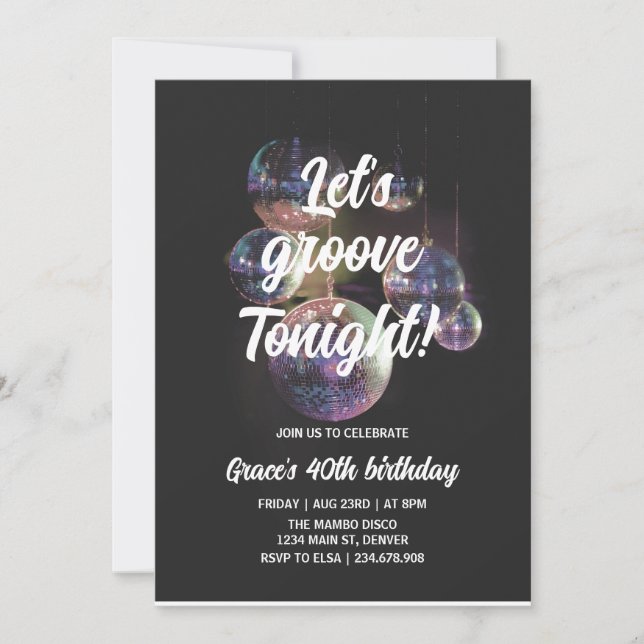 Invitación Cumpleaños Groovy Retro (Anverso)