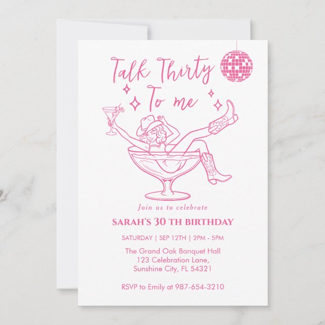 Invitación Cumpleaños Hablemos Treinta Conmigo Fiesta de chic (Anverso)