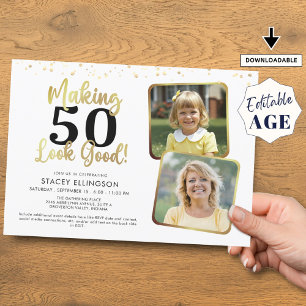 Invitación Cumpleaños Haciendo que la EDAD parezca buena 2 fo