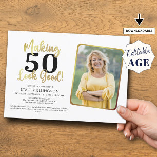 Invitación Cumpleaños Haciendo que LA EDAD parezca buena foto