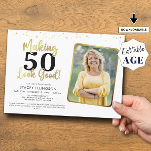 Invitación Cumpleaños Haciendo que LA EDAD parezca buena foto