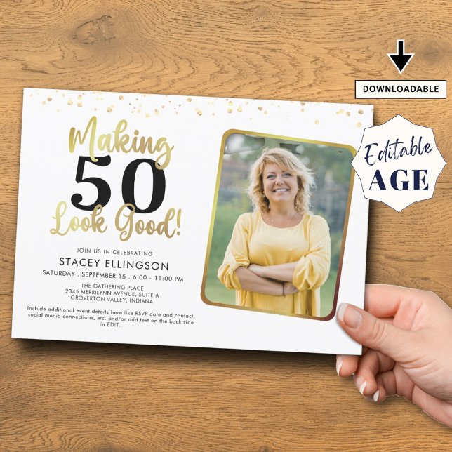 Invitación Cumpleaños Haciendo que LA EDAD parezca buena foto (Subido por el creador)