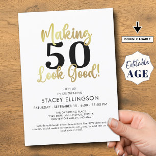 Invitación Cumpleaños haciendo que la edad parezca buena oro 