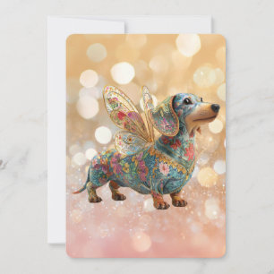 Invitación Cumpleaños Hada Ángel Dachshund