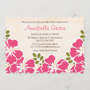 Invitación Cumpleaños hawaiano del dulce dieciséis del