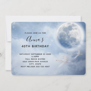 Invitación Cumpleaños Hermoso Cielo Azul con Cisnes Voladores