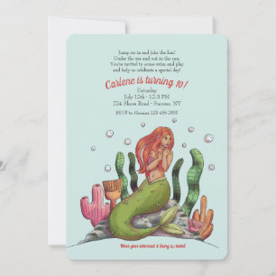 Invitación Cumpleaños hermoso de la sirena