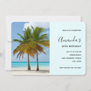 Invitación Cumpleaños Hermosos Palmerales en una Playa Tropic