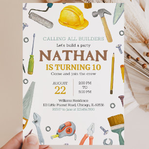 Invitación Cumpleaños Herramientas de Construcción