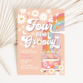 Invitación Cumpleaños Hippie de Daisy Arcoíris Groovy por Sie