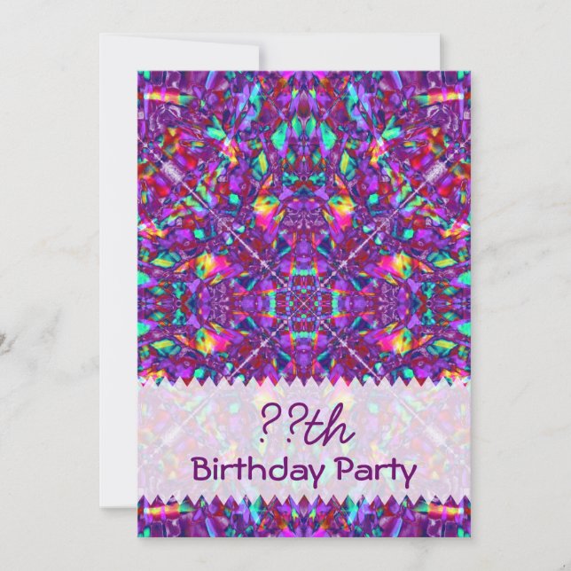 Invitación Cumpleaños hippie morado Mandala (Anverso)