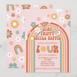 Invitación Cumpleaños Hippie Rainbow 4