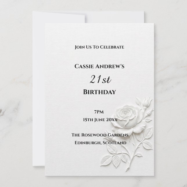 Invitación Cumpleaños hito de arte de línea gris (Anverso)