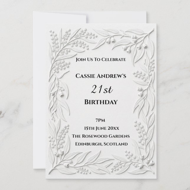 Invitación Cumpleaños hito de arte de línea gris (Anverso)