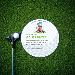 Invitación Cumpleaños "Hole in One" con pelota de golf redond