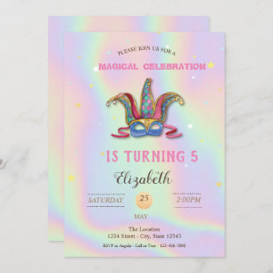 Invitación Cumpleaños Holográfico de Masquerade