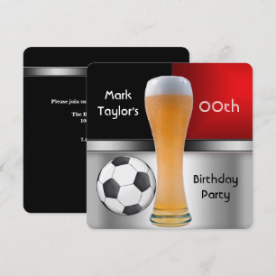 Invitación Cumpleaños Hombre Edad Fiesta Rojo Cerveza Balón F