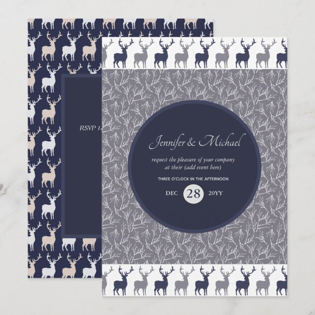 Invitación Cumpleaños Hombre Evento Invernal STAG  (Anverso / Reverso)