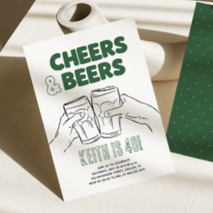 Invitación Cumpleaños Hombres 30, 40, 50, 60 Cheers & Beers
