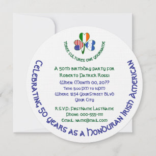Invitación Cumpleaños Hondureño Irlandés-Estadounidense Shamr