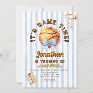 Invitación Cumpleaños Hora de Juego de Baloncesto Chica con L