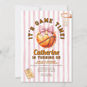 Invitación Cumpleaños Hora de Juego de Baloncesto de Niña con