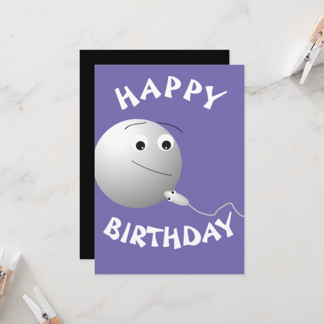 Invitación cumpleaños, huevo, esperma, feliz cumpleaños, amor (Anverso/Reverso In Situ)