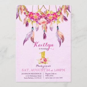 Invitación Cumpleaños ideal indio americano bohemio del