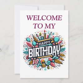 Invitación Cumpleaños ilustrado y colorido - Fiesta única