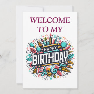 Invitación Cumpleaños ilustrado y colorido - Fiesta única