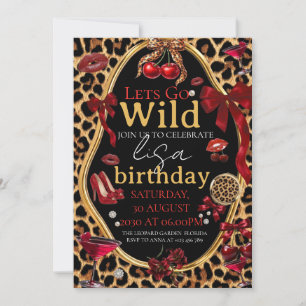 Invitación Cumpleaños Impresión Leopardo Vamos a Volvernos Lo