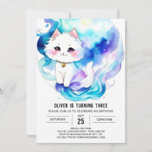 Invitación Cumpleaños imprimible para gato personalizado