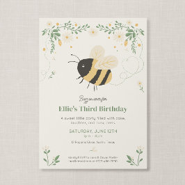 Invitación Cumpleaños infantil abeja miel flor silvestre cuen