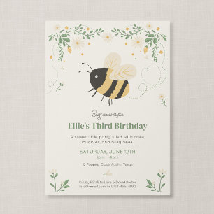 Invitación Cumpleaños infantil abeja miel flor silvestre cuen