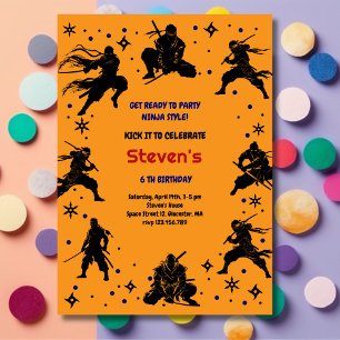 Invitación Cumpleaños infantil al estilo ninja