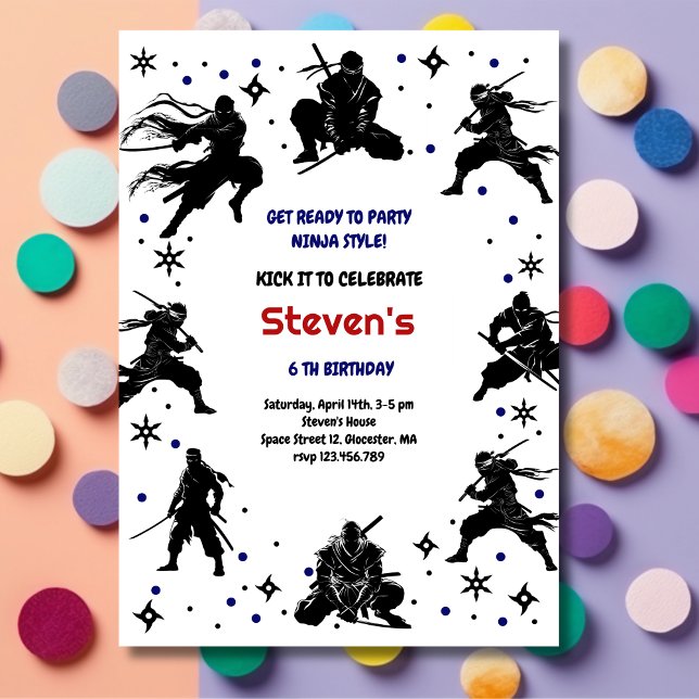 Invitación Cumpleaños infantil al estilo ninja (Subido por el creador)